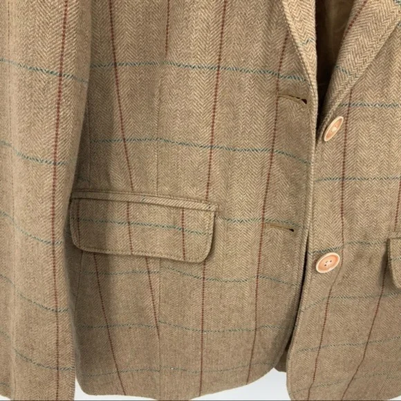 Eddie Bauer wool blend herringbone check double button lined blazer jack… - Picture 10 of 16